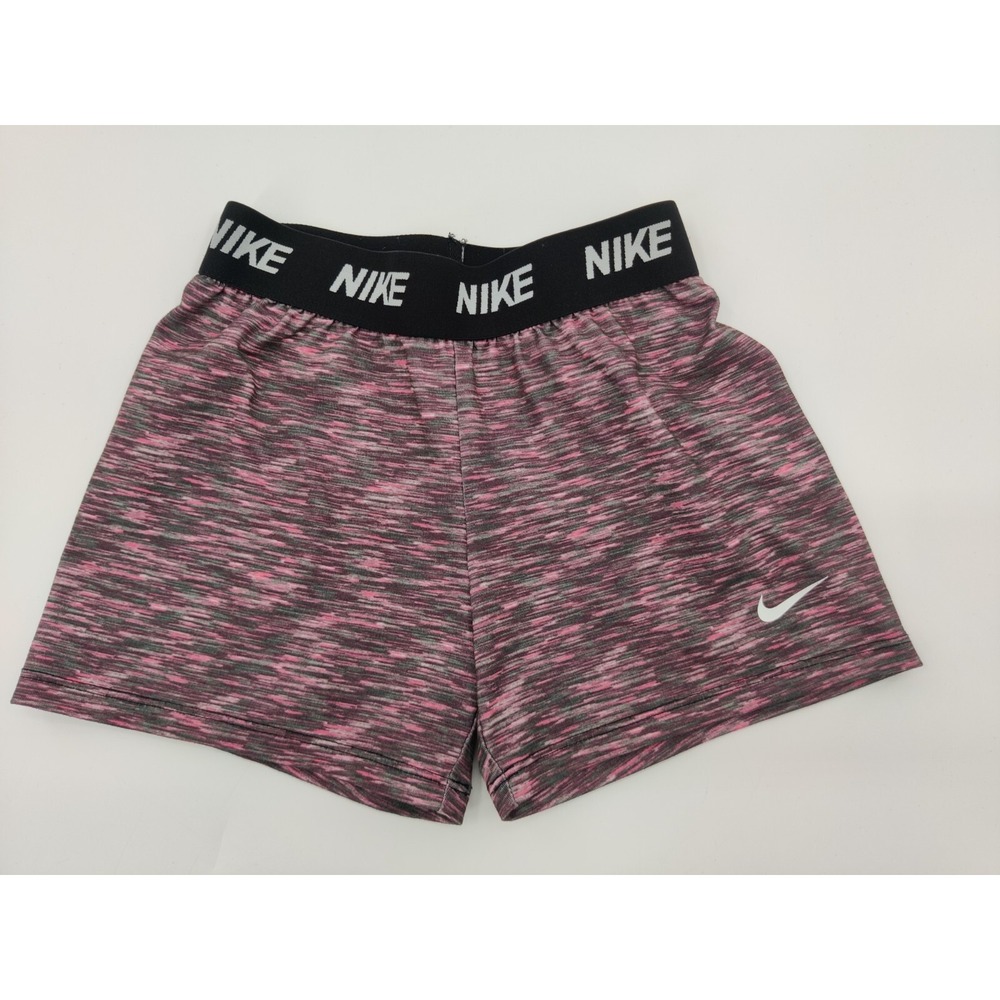 Nike Girls Dri-FIT‎ Space Dye Athletic Shorts Pink Grey Size 4 XS 3-4 Years